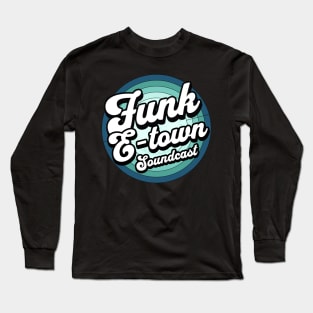 FUNK E-TOWN SOUNDCAST  - Staged Gradient Logo (Teal blue) Long Sleeve T-Shirt